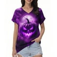 thumbnail image 4 of Youyipin womens tank tops Short Sleeved T-shirt Printed Halloween V-neck Shoulder Top Summer tops for women, 4 of 5