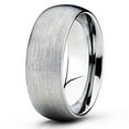 thumbnail image 2 of Silly Kings 8mm Silver Tungsten Carbide Wedding Ring Dome Shape Classic Brushed Finish Unisex Band 8, 2 of 3