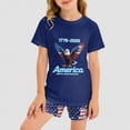 thumbnail image 3 of HCNTES Toddler Girls Boys Independence Day Clothing Printed Star Short Sleeve and Short Set Baby Boys Girls Party Outfit Kids 2t 3t 4t 5t 6t Summer Pjs Set(H03-Dark Blue,11-12 Years), 3 of 7