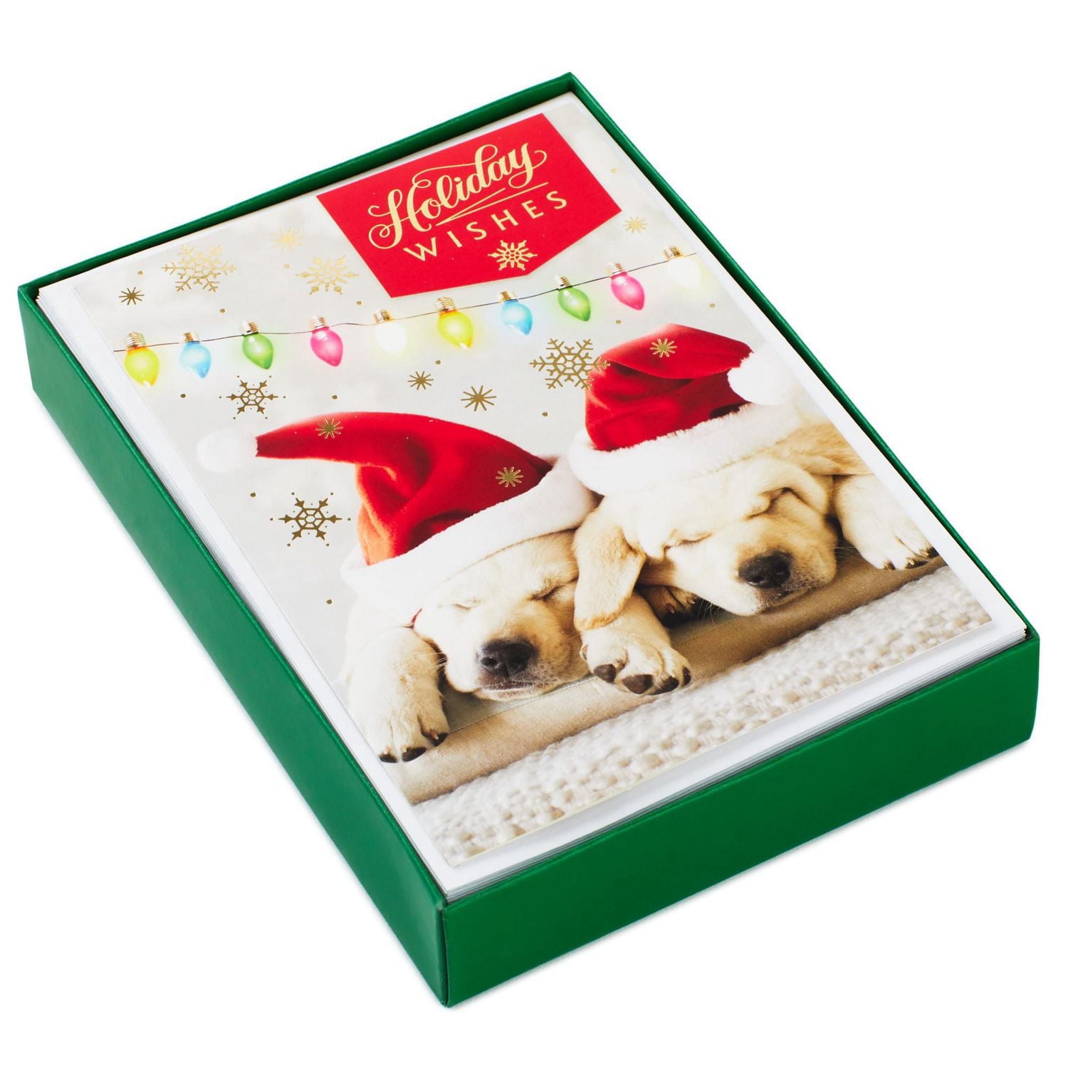 Connections from Hallmark Boxed Christmas Cards (Puppies in Santa Hats), 18 ct.