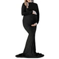 thumbnail image 4 of Vedolay Long Maternity Dresses Female Long Sleeve Knee-Length Maternity Dress Pregnancy Dress Pregnancy Clothes Black,M, 4 of 5