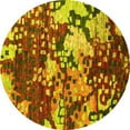 thumbnail image 1 of Ahgly Company Machine Washable Indoor Round Abstract Yellow Contemporary Area Rugs, 4' Round, 1 of 4