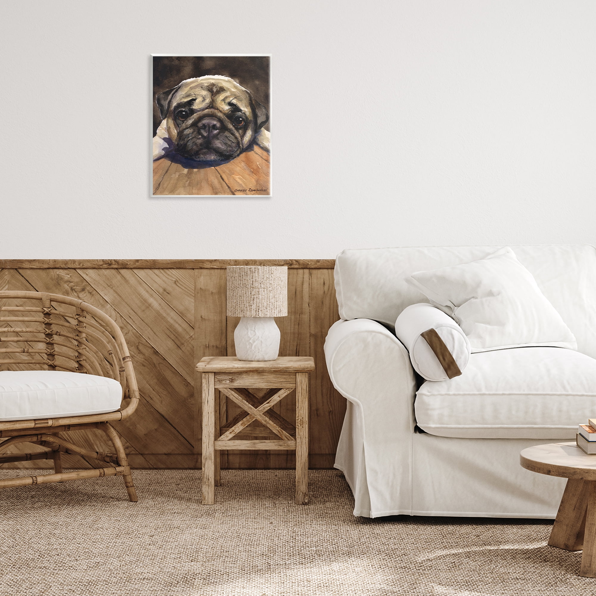 Stupell Industries Pug Soulful Portrait Wall Plaque Art, design by George Dyachenko