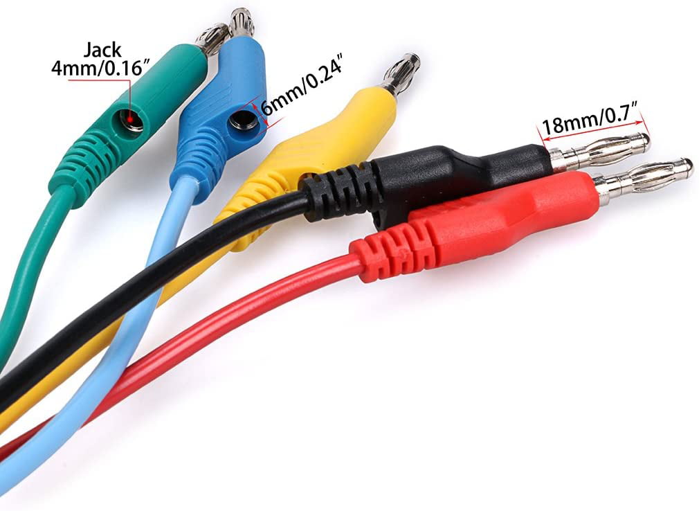 5 PCS Banana Plug to Crocodile Alligator Clip Test Lead Wire Cable Set 1000V/15A 
