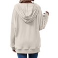thumbnail image 4 of Womens Hooded Shirts Casual Loose Fashion Solid Color V-Neck Long Sleeve Fall Pullover Blouse Top brown XXL, 4 of 5