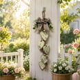 thumbnail image 3 of Doghiosgha Wooden Heart Hanging Wall Ornament Farmhouse Bow Decor with Wooden Pendants for Entryway Living Room Home Decor, 22.8 Inch, White, 3 of 5