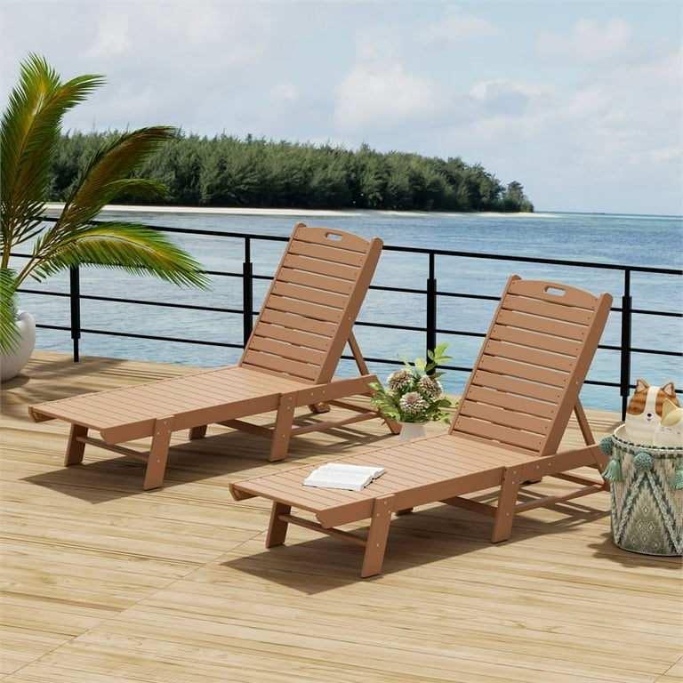 Paradise Adjustable Adirondack Plastic Outdoor Chaise Lounges Set