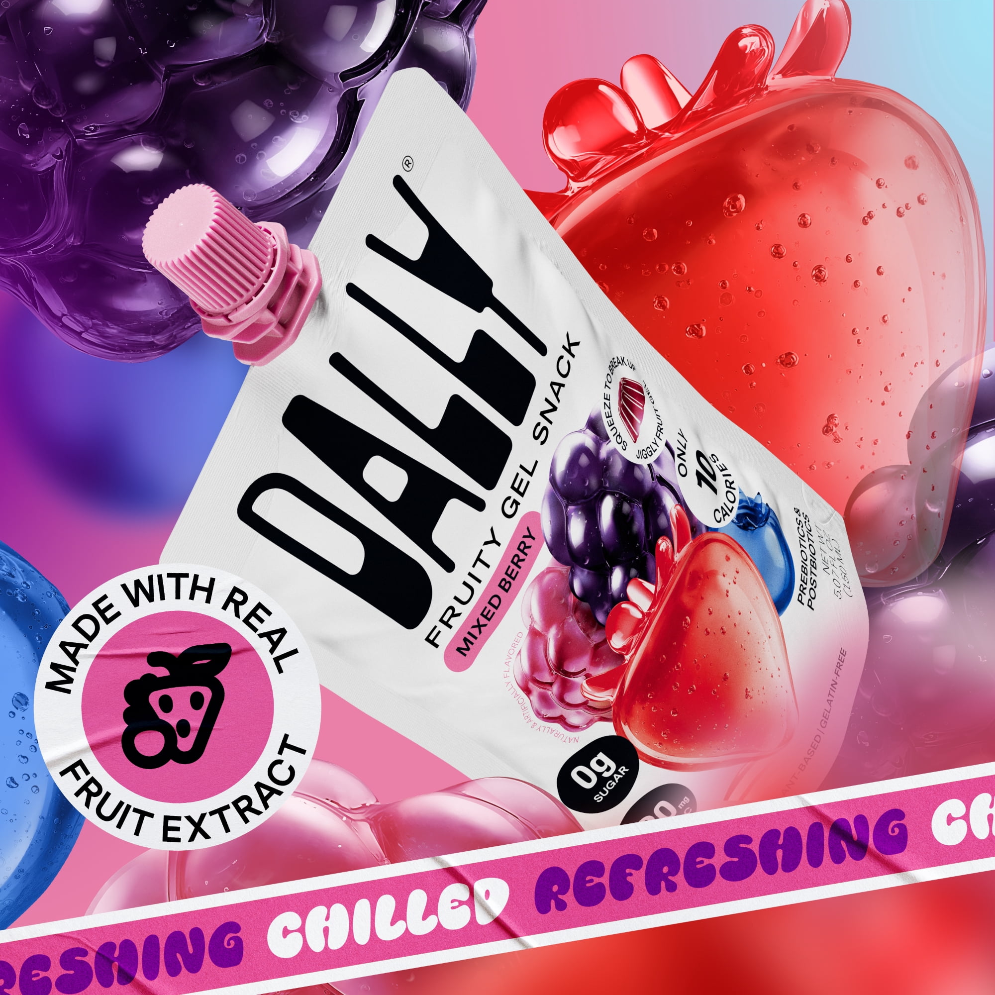 DALLY Mixed Berry Fruity Gel Snack, 5.07 Fl Oz Pouch