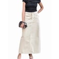 thumbnail image 2 of Women'S Solid High Waist Long Skirt Spring Summer Comfy Straight Maxi Skirt with Pockets Cream White S, 2 of 9