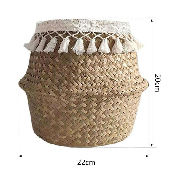 Diy Flower Basket, Woven Straw Basket, Foldable Woven Storage Basket, Woven Straw Aterial Basket For Home Decor Garden Balcony Bedroom