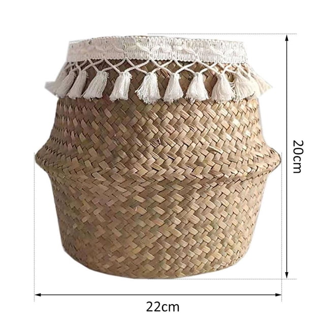 Paja Tejida Natural Cesta De Almacenamiento Tejida Plegable Cesta De Paja Para Plantas matsuzay HA040122-02