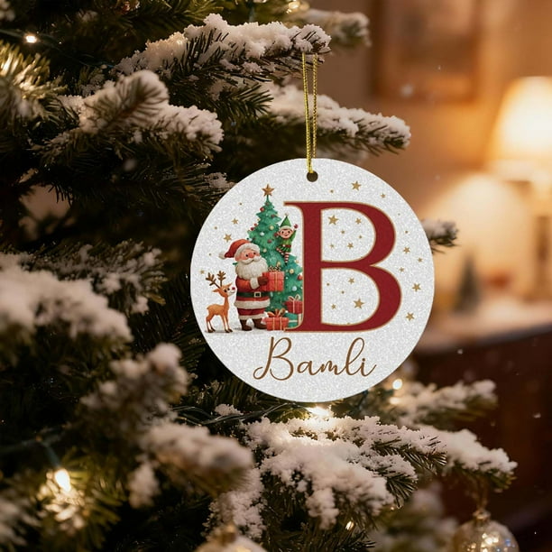 Adornos navideños, 26 letras, adornos colgantes para árbol de Navidad, adornos navideños personalizados, adornos navideños DIY, decoración navideña, decoración colgante para árbol de Navidad, artículo