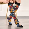 thumbnail image 5 of FORMRS Womens Knee High Socks Casual Long Thick Travel Daily Wear, 1 Pair, Bright Colorful Flowers Pattern, 5 of 6