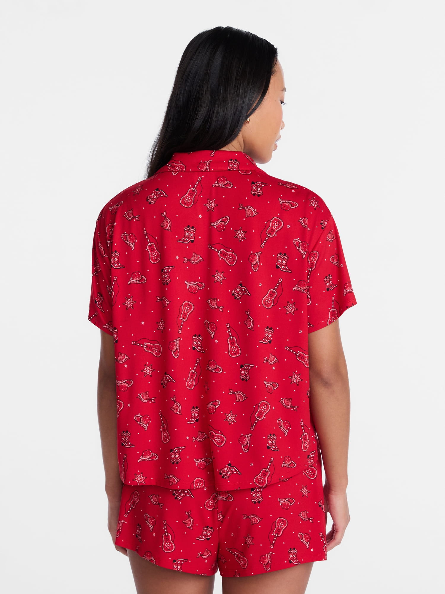 Country Festival Fourth of July Women's Notch Top and Shorts Pajama Set from Way to Celebrate, 2-Piece, Sizes XS-3X