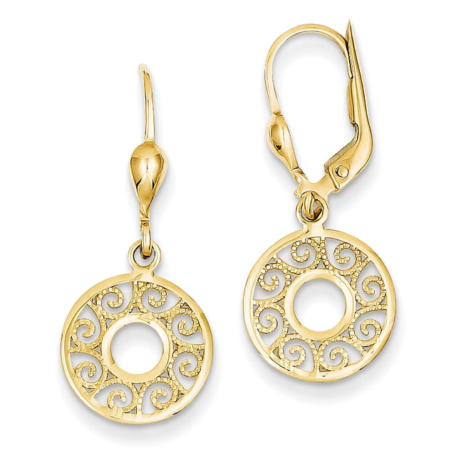 14K Leverback Filigree Earrings TH567