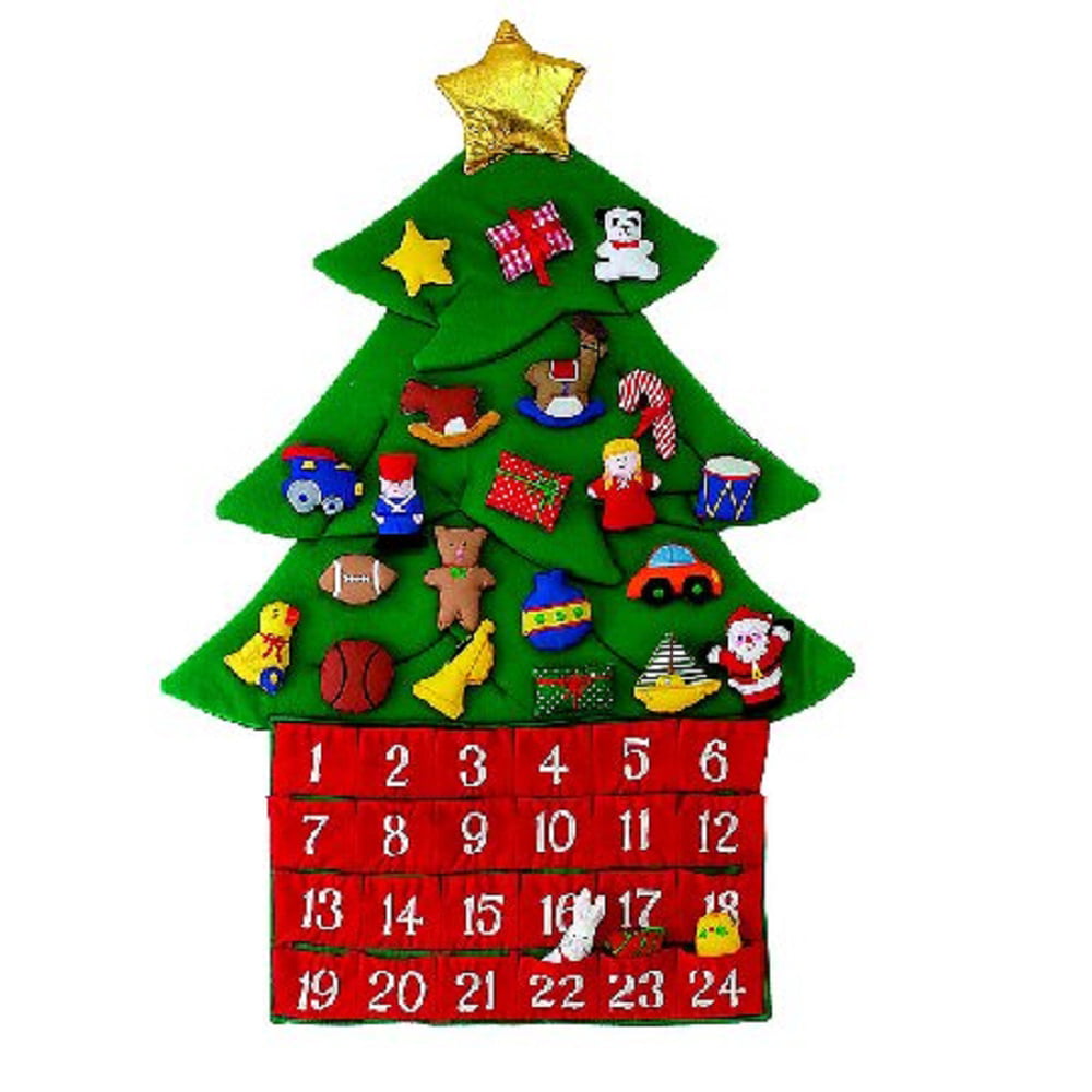 Large Fabric Christmas Tree Advent Calendar 26 inch Holiday Countdown