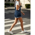 thumbnail image 6 of Womens Overalls Shorts Denim Bib Straps Shorts Casual Solid Color Rompers Jumpsuits With Pockets Pants, 6 of 7