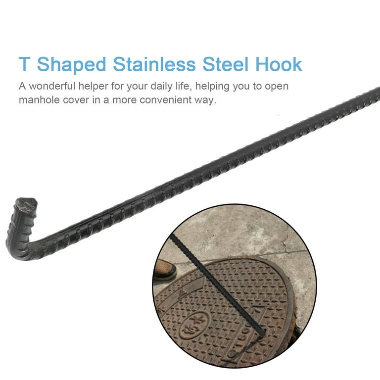DOITOOL Stainless Steel Manhole Cover Hook T Hook Manhole Tool Manhole Lift  Hooks for Trampoline Pull Springs Open Manhole Covers