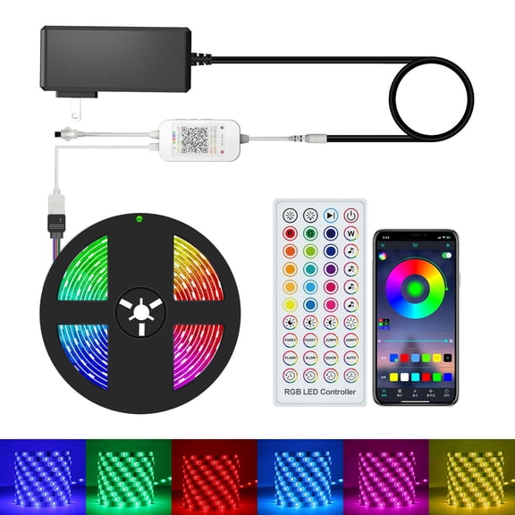 Mistaha Smart LED Strip Lights RGB 16.4ft. 5050 Color Changing Lights BT Connection with APP