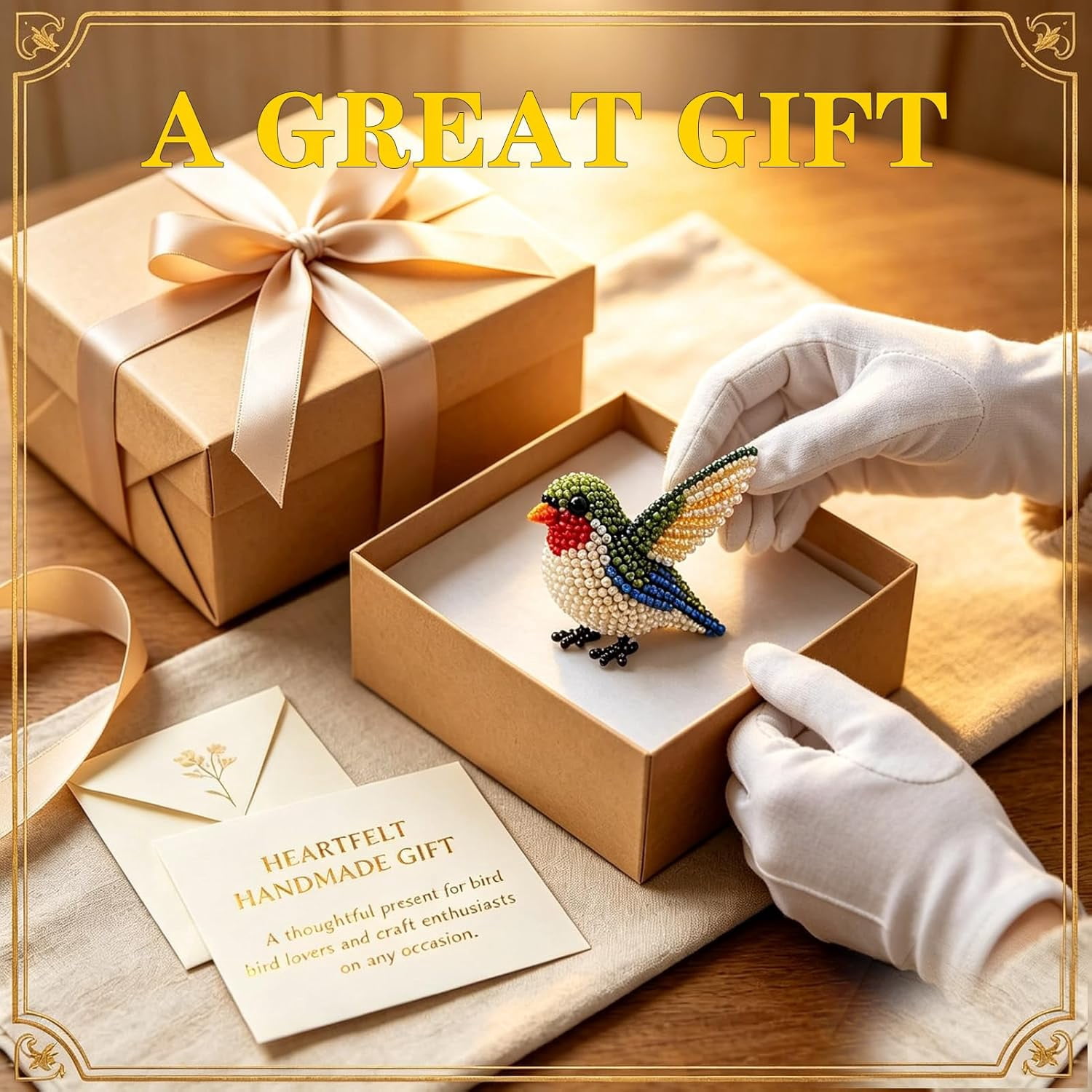 Cute 3D Bird Beaded Embroidery Craft Set with Instructions, DIY Bird Beading Kit for Adults & Beginners, Handmade DIY Birds Art Kit for Craft Enthusiasts, Stress Relief Creative Hobby(Style E)Q