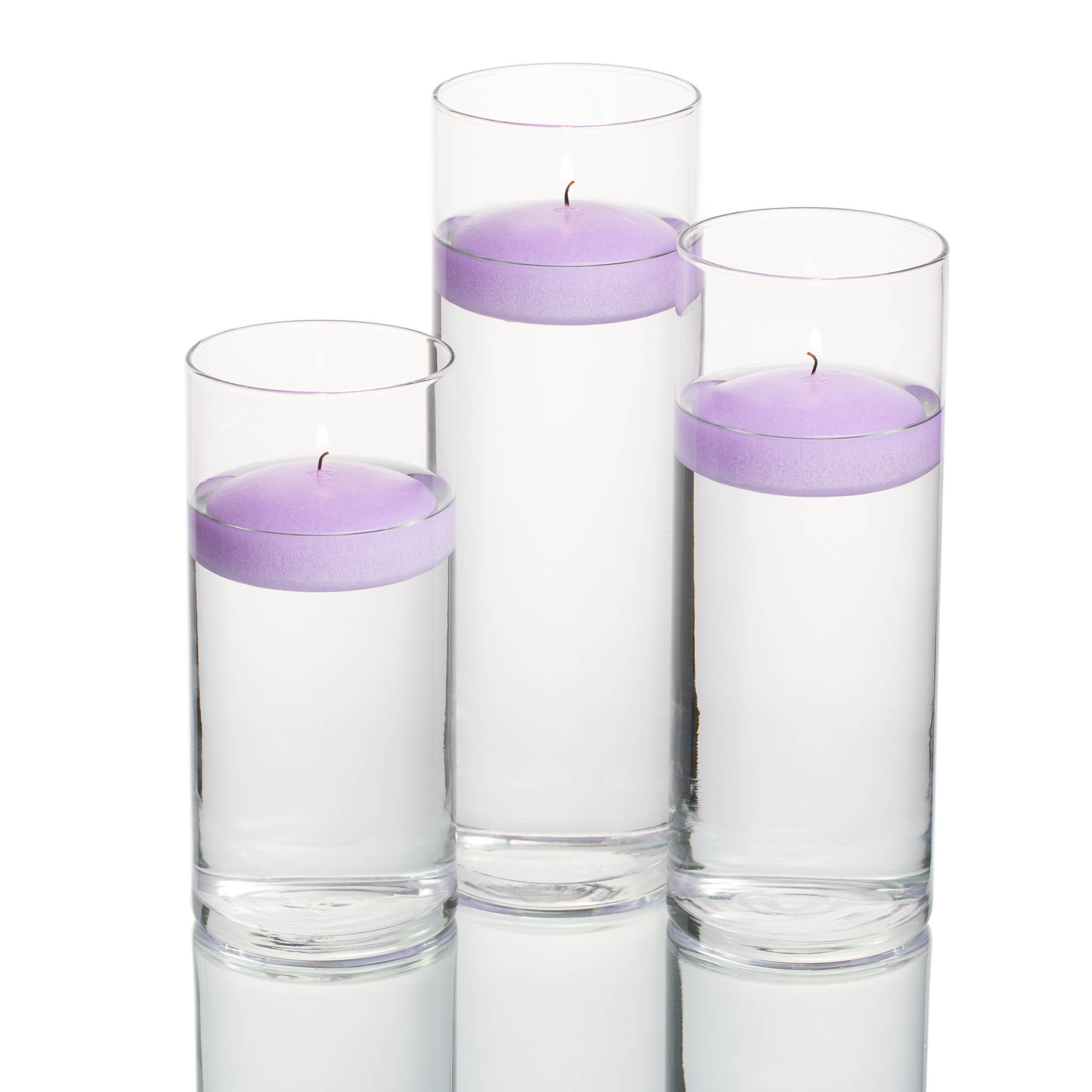 Richland Floating Candles & Eastland Cylinder Holders Lavender Set of