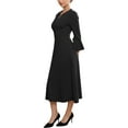 thumbnail image 4 of INSPIRE CHIC Women's Formal Dress Zipper Front Bell Sleeves Business Office Midi A-Line Dresses S Black, 4 of 5
