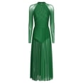 thumbnail image 3 of Alvivi Women's Lyrical Dance Costume Rhinestone Split Sleeved Modern Contemporary Dance Long Dress Green XXL, 3 of 7