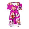 thumbnail image 4 of Camiseta Impresa con Cuello en V de Manga de Raglan de la Parte Trasera Larga Delantera Corta de las Mujeres de Navidad, Vacaciones Informales, 4 of 8