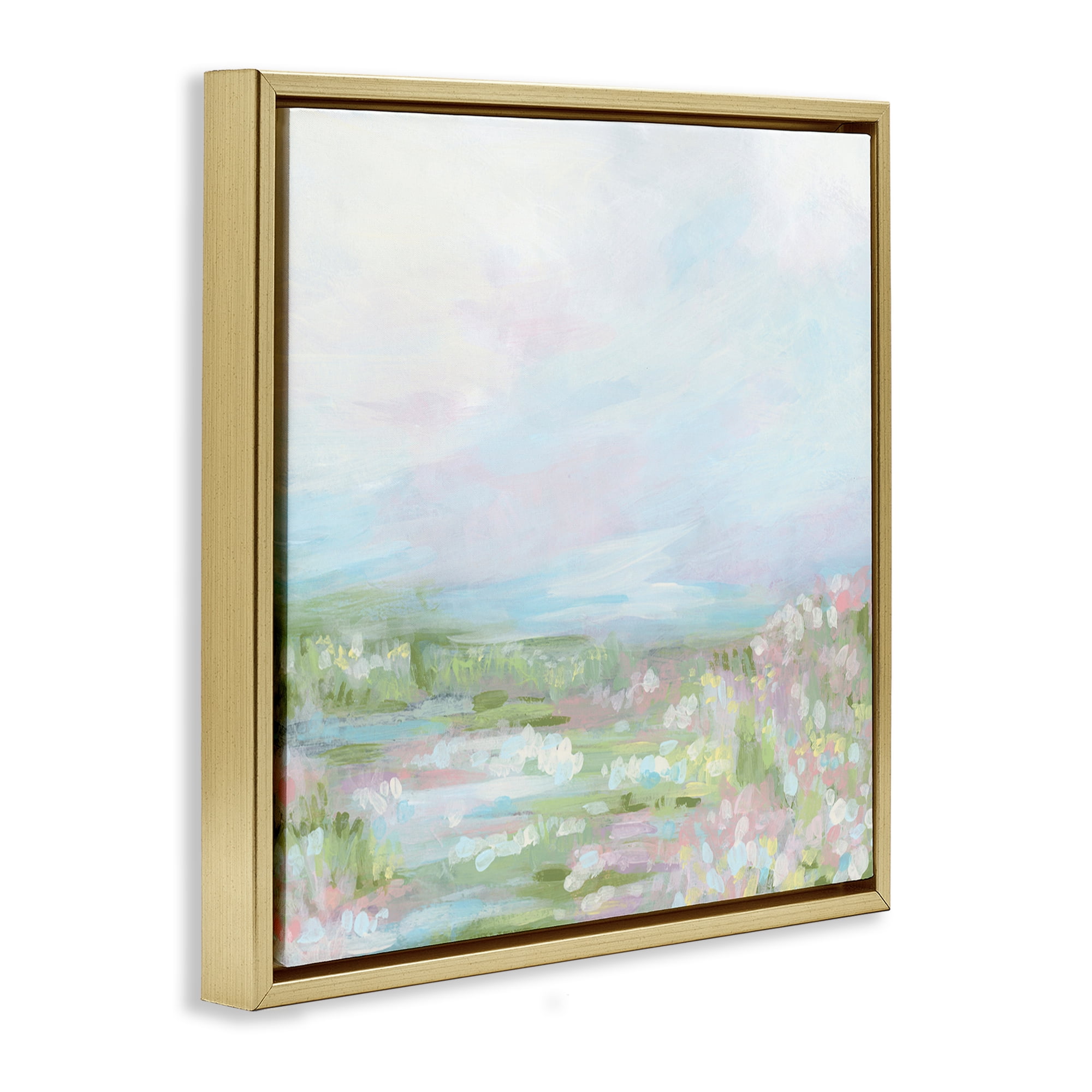 Stupell Industries Pastel Soft Landscape Landscape & Nature Painting Gold Floater Framed Canvas Art Print Wall Art, 18 x 18