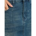 thumbnail image 5 of INSPIRE CHIC Women's Jean Skirt Stretch High Waisted Split Back Pockets Casual Pencil Midi Denim Skirts S Retro Blue, 5 of 6