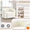 thumbnail image 2 of Aukfa 37" Swivel Accent Chair Pumpkin Armchair for Living Room, Bedroom, Teddy Fabric, Beige, 2 of 10