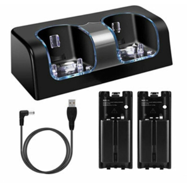 Celulas recargables de 2800 mAh y base de carga para Wii, para accesorio de interruptor remoto de Wii,Negro, 2 en 1 - Negro, 2 en 1