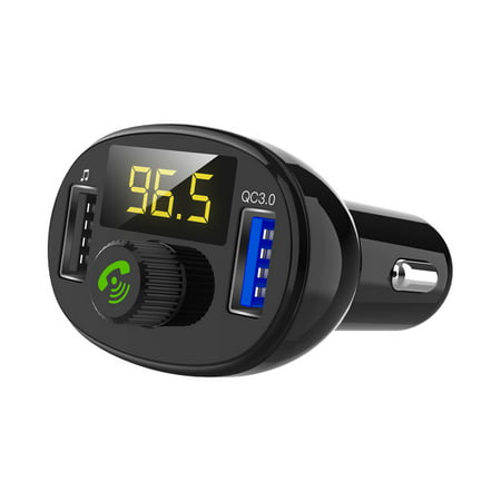 Car Bluetooth FM Transmitter, BT23 Car MP3 Bluetooth Player QC3.0 Dual USB Fast Charge Support Bluetooth Stereo A2DP Music Playback DC