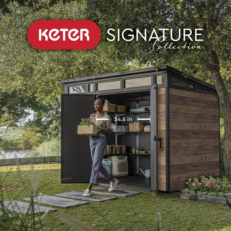 RAKUDO  Keter Signature 9x7 ft. Durable Resin Outdoor Storage Shed With