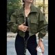 thumbnail image 5 of Chaqueta Corta para Mujer, Anorak Utilitario Extragrande con Cremallera y Bolsillos Verde M, 5 of 8