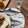 thumbnail image 4 of Round Placemats Watercolor Blue Yellow Fish 15 inch Set of 4 Table Mats for Dining Table Wood Grain Heat Resistant Non-Slip Kitchen & Home Decorative Place Mat Set, 4 of 8