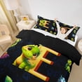 thumbnail image 3 of Erosebridal Kids Dinosaur Twin Bedding for Boys Girls, Dino Letter E Duvet Cover Set, Black Reversible 2-Piece, 1 Duvet Cover and 1 Pillowcase (No Comforter), 3 of 6