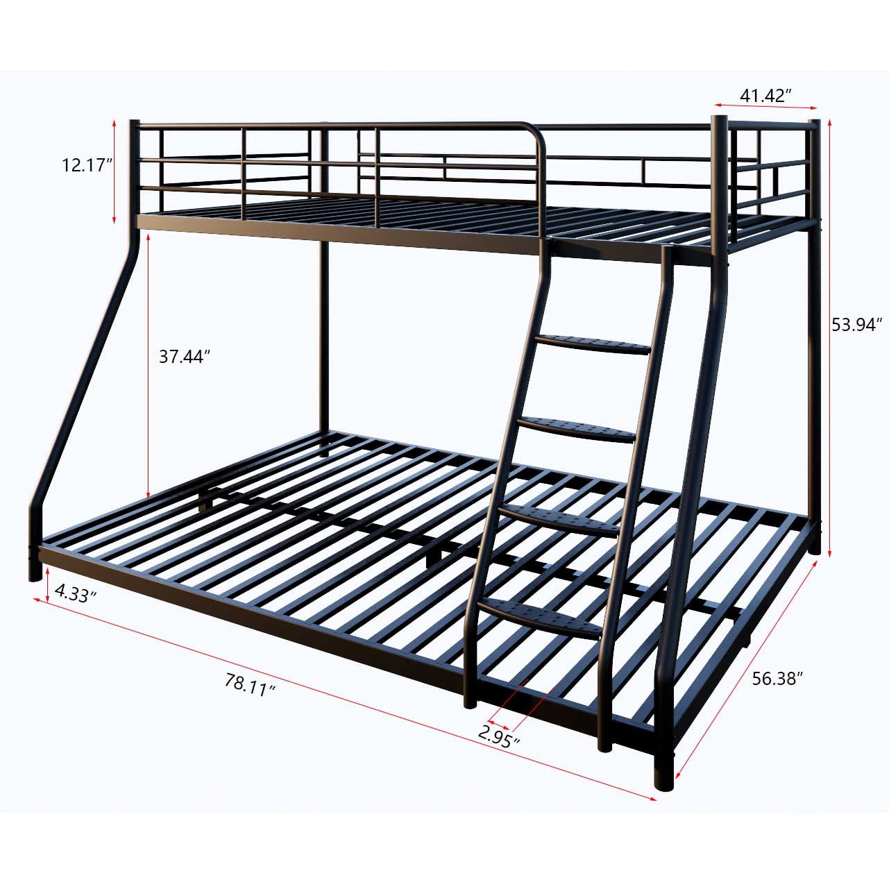 Bunk Bed Twin over Full Metal Bunk Bed for Kids,Adults,Heavy Duty Bunk Bed with Full-Length Guardrail,Comfortable Step,Easy to Assemble