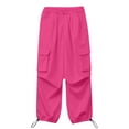 thumbnail image 3 of GiLiling Girls Parachute Cargo Pants, Elastic Waist Quick Dry Lightweight Baggy Hiking Pants with Pockets (Hot Pink, 15-16 Years), 3 of 9