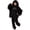 Black, variant on TBKOMH Animal Pajama Set Hooded Top and Pants Plush Frog Costume Long Sleeve Two Piece Loungewear for Adult Cozy Flannel Sleepwear with Zip Face Hood Green L