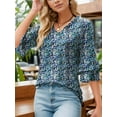 thumbnail image 2 of Tunic Blouses for Womens Floral Print Tops Summer V-Neck 3/4 Ruffle Sleeve Blouse, 2 of 7