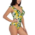 thumbnail image 3 of Disketp Lemon PrintWomen's Ruffled One Piece Swimsuit V Neck-XX-Large, 3 of 8