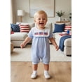 thumbnail image 4 of Cenuakty Baby 4th of July Romper Stripe Print America Flag Embroidery Short Sleeve Cape Collar Bodysuit, 4 of 9