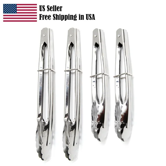 Kitchen Tongs Food Tongs Clamp Serving Easy Locking Vegetable Bread (4 Pcs)