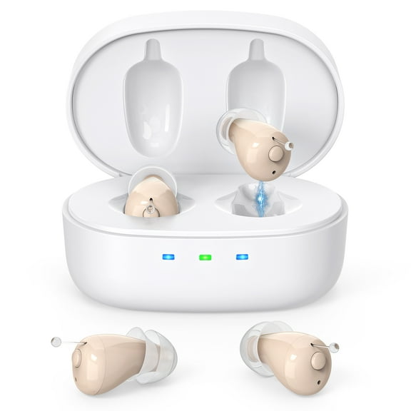 SUWU In-the-Ear Hearing Aids for Seniors, Digital 16 Channels Rechargeable Hearing Amplifier,Brown