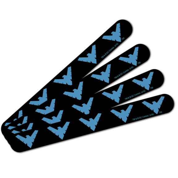 Batman Nightwing Logo Double-Sided Nail File Emery Board Set 4 Pack
