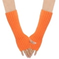 thumbnail image 4 of Mens Womens Gloves Winter Clothing Women Autumn And Winter Solid Color Multicolor Wool Long Striped Knit Half Finger Gloves, 4 of 4