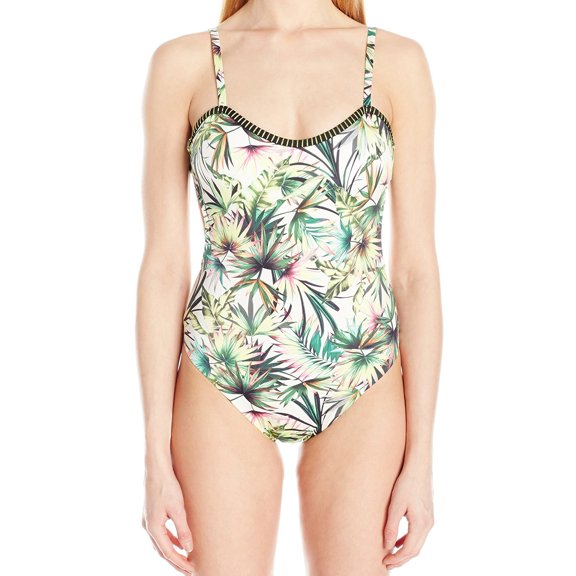 Womens Large Coastal Palms One-Piece Swimsuit L