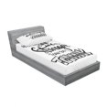 thumbnail image 3 of Ambesonne Saying Fitted Sheet & Pillow Sham Set, Floral Phrase, Full, Black and White, 3 of 3