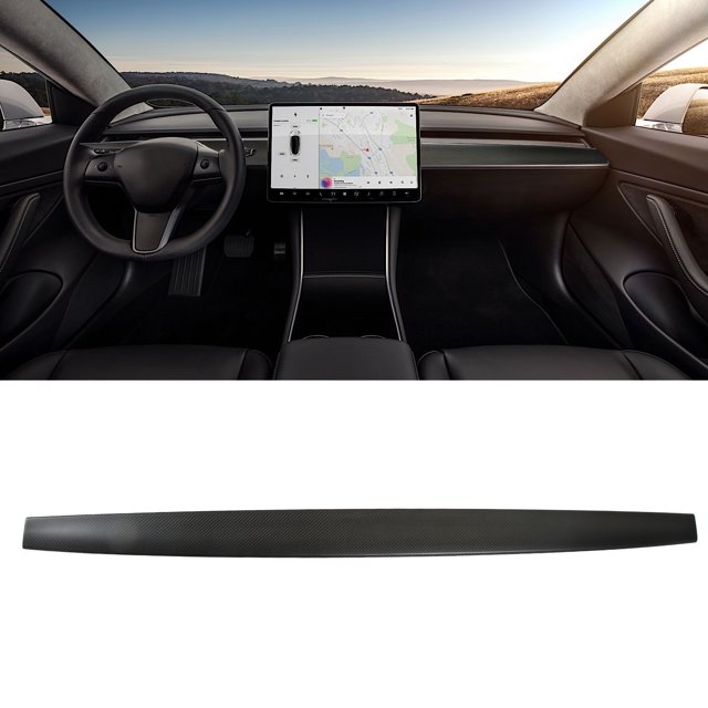 Fydun Carbon Fiber Dashboard Trim Interior Dash Trim Decor For Model 3 2021-2022